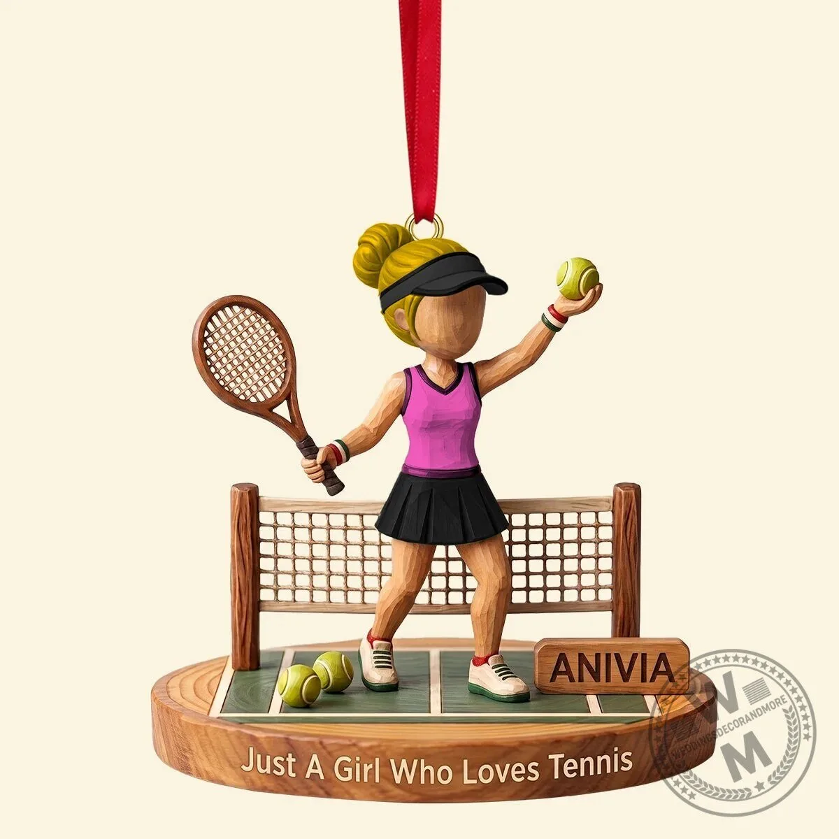Personalized Tennis Girl Christmas Ornament, Just A Girl Who Loves Tennis Gift 11 Personalized Tennis Girl Christmas Ornament, Just A Girl Who Loves Tennis Gift