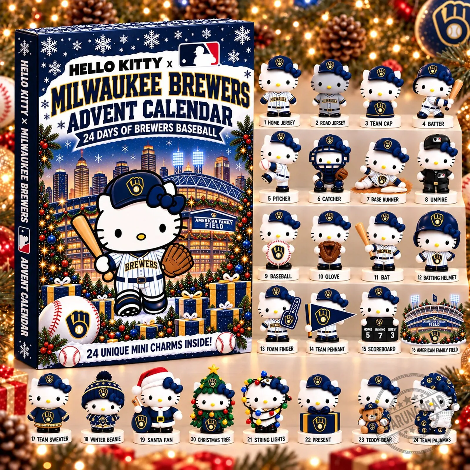Hello Kitty Milwaukee Brewers 24 Day Baseball Christmas Advent Calendar