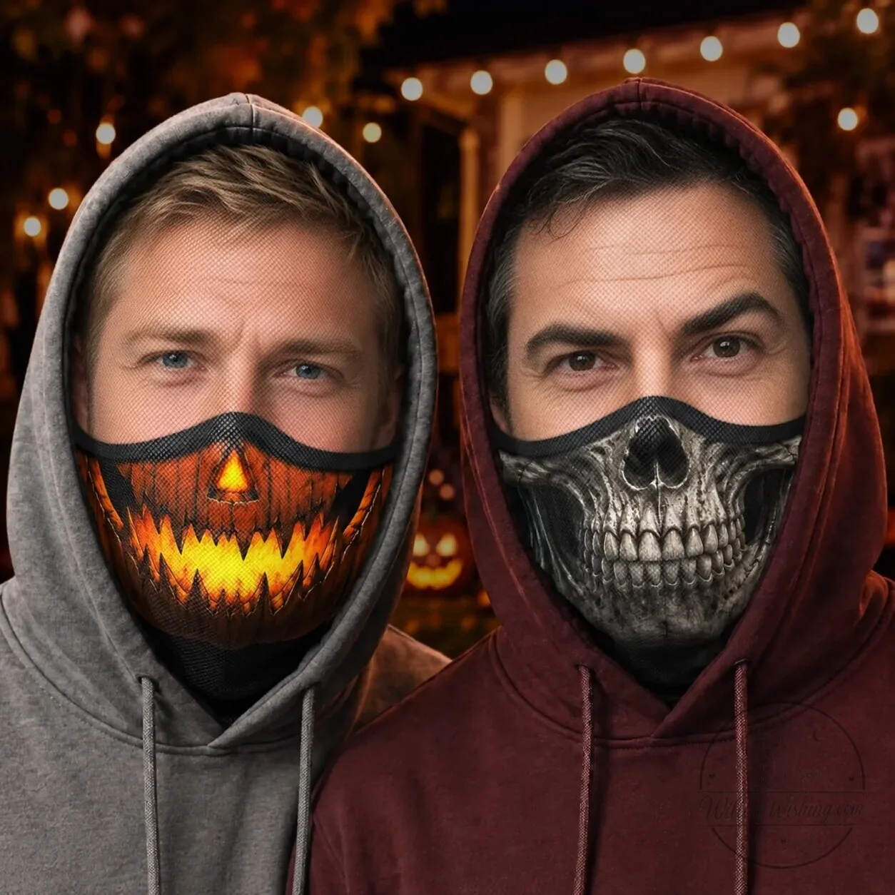 Halloween Pumpkin Skull Face Mask with Filter Pocket, Reusable Washable Breathable Mask
