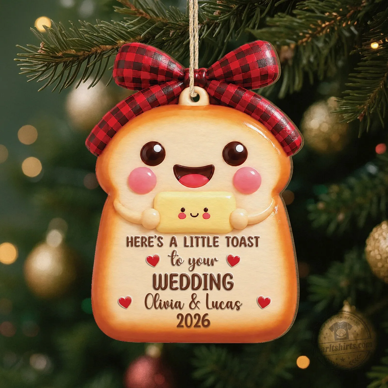 Engagement Toast Personalized Christmas Ornament for Couples, Custom Name and Year 7 Engagement Toast Personalized Christmas Ornament for Couples, Custom Name and Year