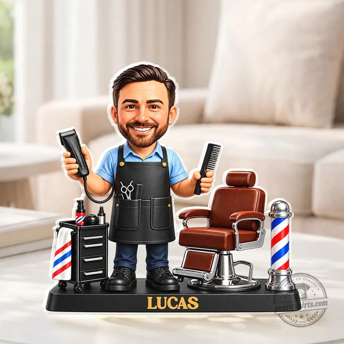 Personalized Barber Shop Caricature Figurine, Custom Hairdresser Stylist Gift