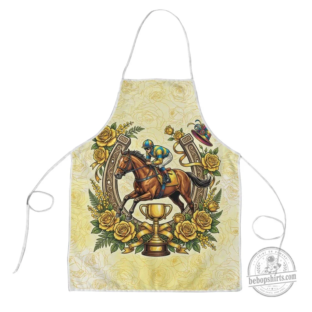 Melbourne Horse Race Yellow Rose Floral Horseshoe Jockey Horse Racing Apron 22 Melbourne Horse Race Yellow Rose Floral Horseshoe Jockey Horse Racing Apron