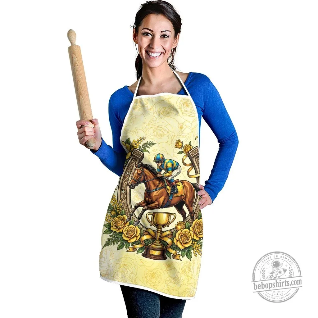Melbourne Horse Race Yellow Rose Floral Horseshoe Jockey Horse Racing Apron 8 Melbourne Horse Race Yellow Rose Floral Horseshoe Jockey Horse Racing Apron