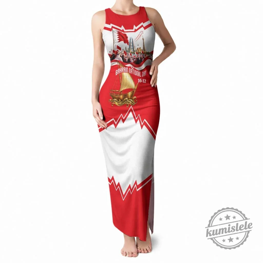 Bahrain National Day Celebration Flag Pattern Maxi Dress
