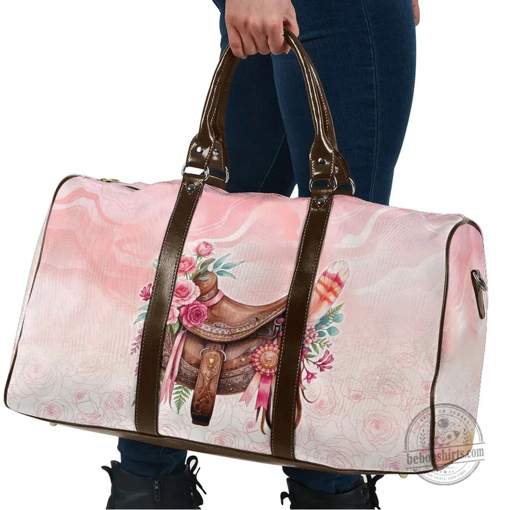 Horse Saddle Floral Pink Rose Waxflower Flowers Travel Bag 7 Horse Saddle Floral Pink Rose Waxflower Flowers Travel Bag