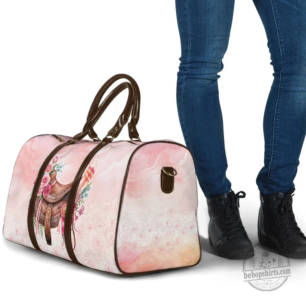 Horse Saddle Floral Pink Rose Waxflower Flowers Travel Bag 8 Horse Saddle Floral Pink Rose Waxflower Flowers Travel Bag