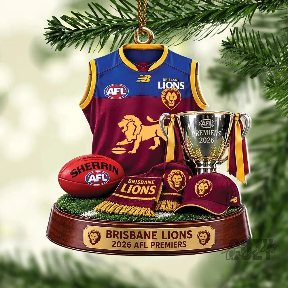 Brisbane Lions 2026 AFL Premiers Team Football Club Christmas Tree Ornament