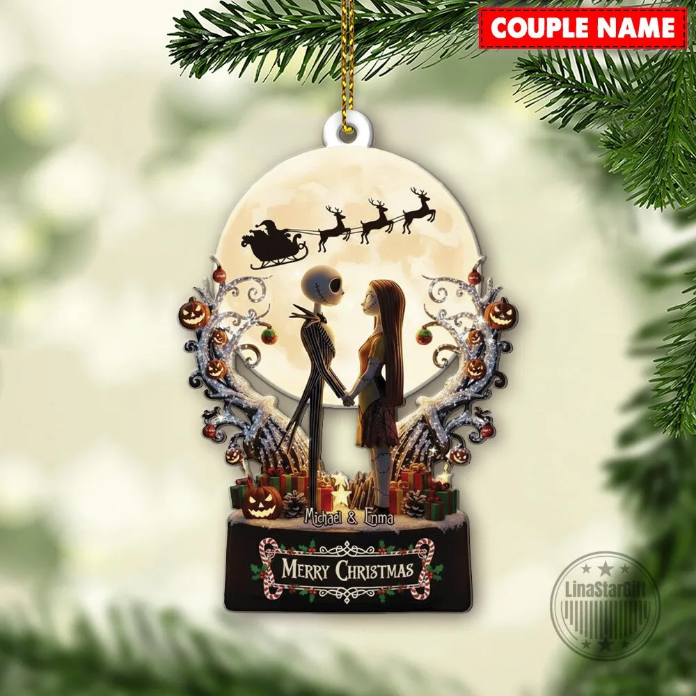 Personalized The Nightmare Before Christmas Jack and Sally Couple Christmas Ornament 5 Personalized The Nightmare Before Christmas Jack and Sally Couple Christmas Ornament