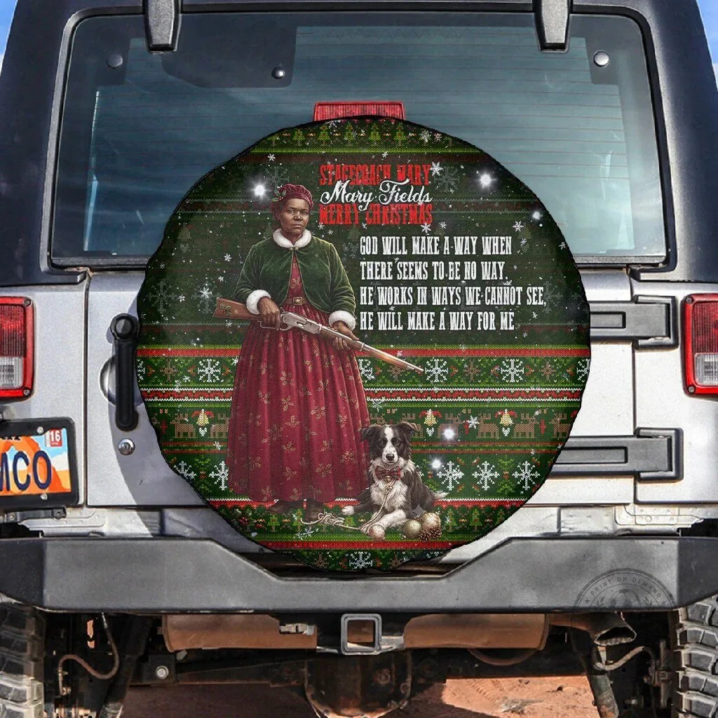 Stagecoach Mary Fields Christmas Ugly Sweater Style Spare Tire Cover