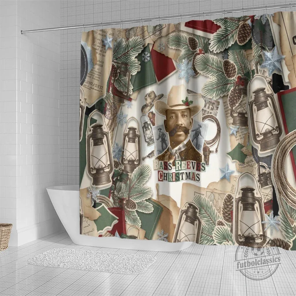 Bass Reeves Christmas Old West Marshal Frontier Collage Vintage Shower Curtain 7 Bass Reeves Christmas Old West Marshal Frontier Collage Vintage Shower Curtain