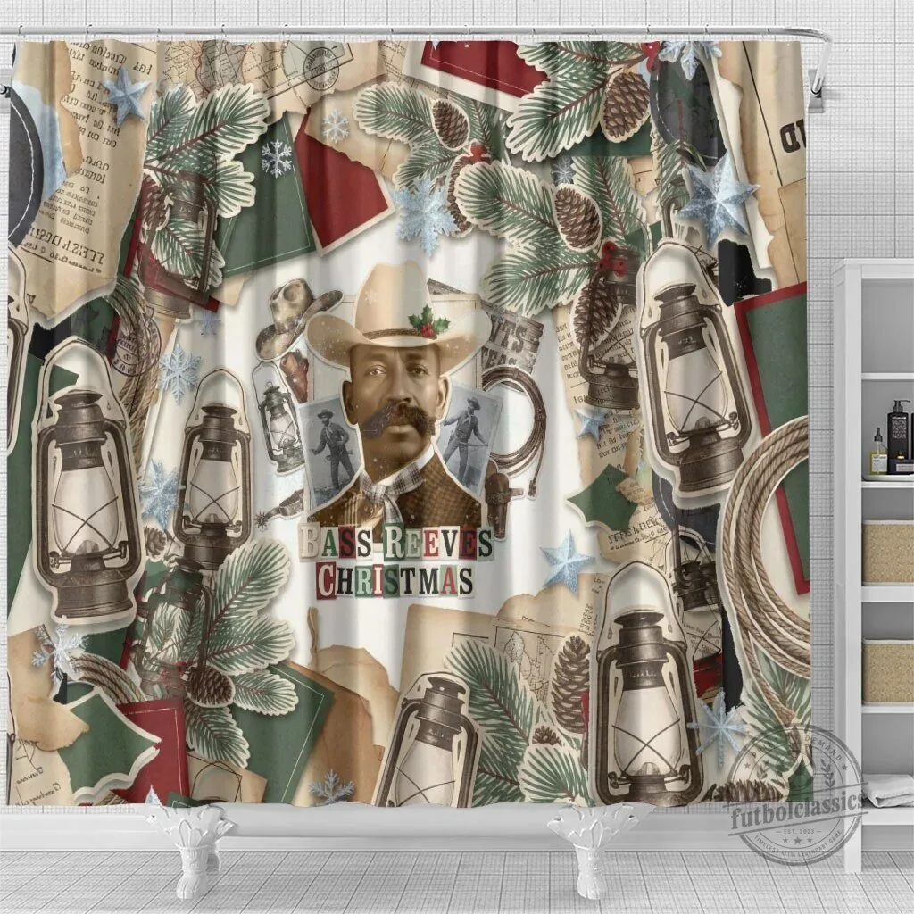 Bass Reeves Christmas Old West Marshal Frontier Collage Vintage Shower Curtain 9 Bass Reeves Christmas Old West Marshal Frontier Collage Vintage Shower Curtain