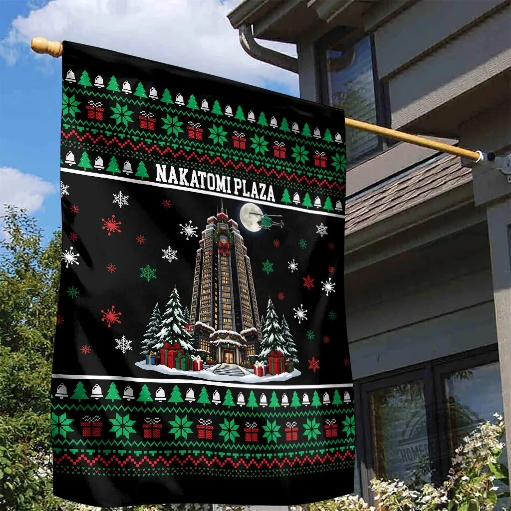 Nakatomi Plaza Christmas Party Ugly Sweater Style Holiday House Flag 6 Nakatomi Plaza Christmas Party Ugly Sweater Style Holiday House Flag