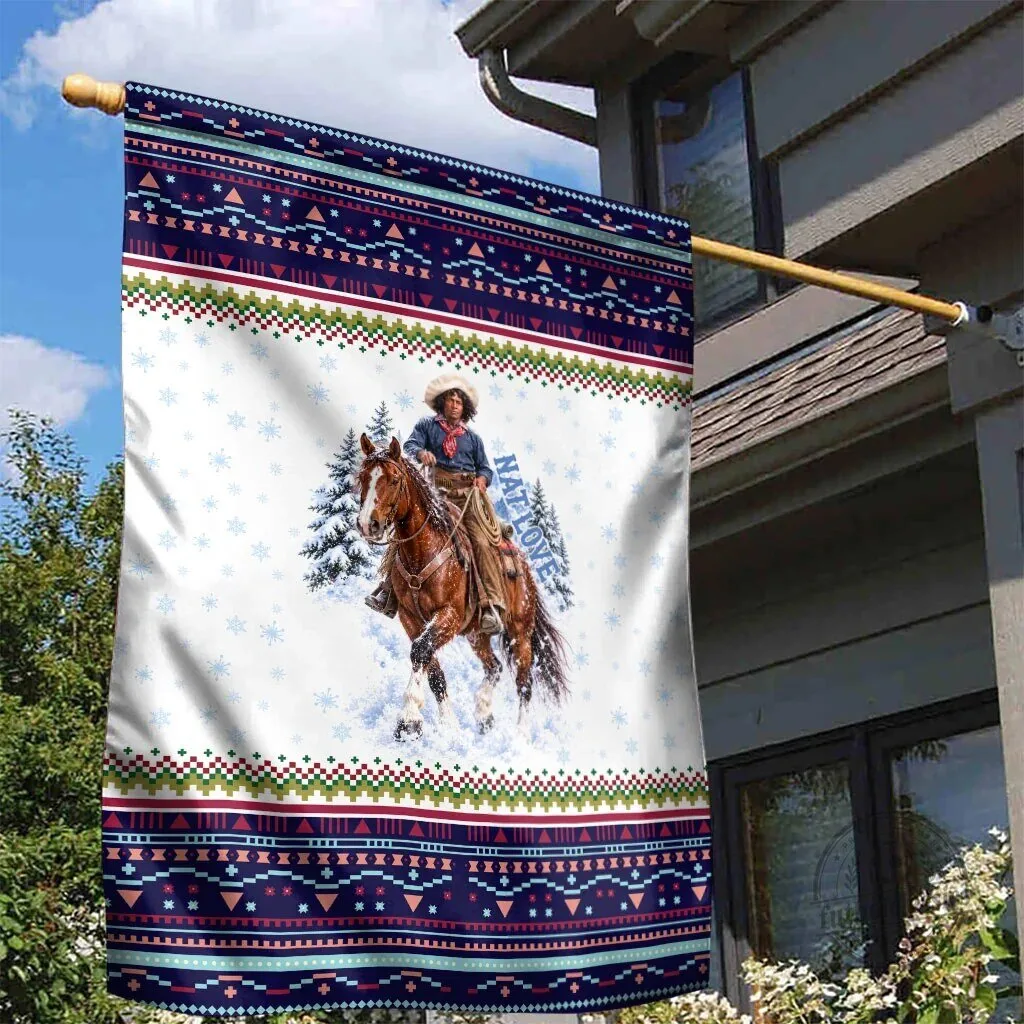 Nat Love African American Cowboy Winter Snow Fair Isle Pattern Flag 6 Nat Love African American Cowboy Winter Snow Fair Isle Pattern Flag