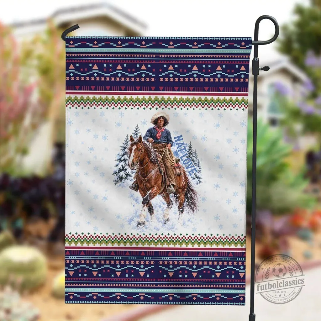 Nat Love African American Cowboy Winter Snow Fair Isle Pattern Flag 8 Nat Love African American Cowboy Winter Snow Fair Isle Pattern Flag