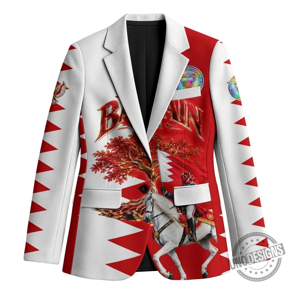 Bahrain National Day Cultural Emblem Flag Horse Knight Blazer Jacket