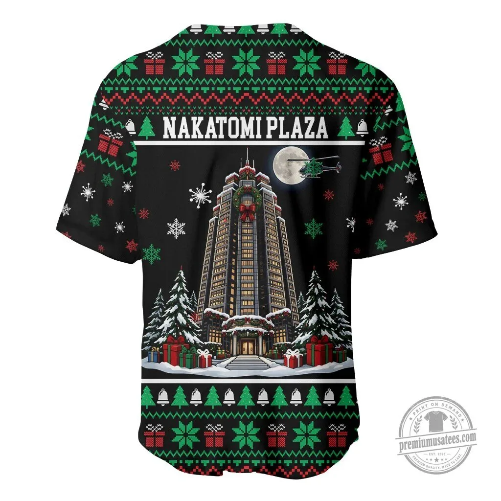 Nakatomi Plaza Christmas Party Ugly Sweater Style Baseball Jersey 4 Nakatomi Plaza Christmas Party Ugly Sweater Style Baseball Jersey