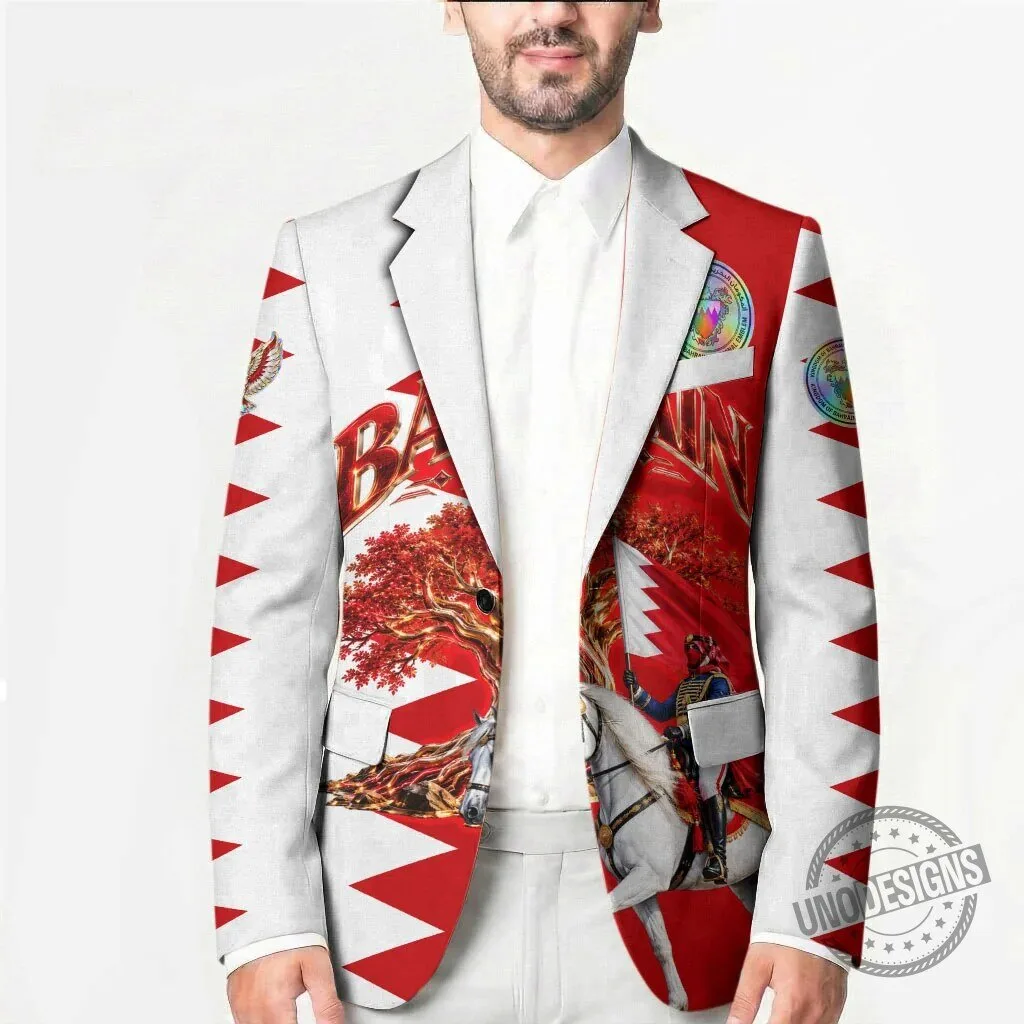 Bahrain National Day Cultural Emblem Flag Horse Knight Blazer Jacket 8 Bahrain National Day Cultural Emblem Flag Horse Knight Blazer Jacket