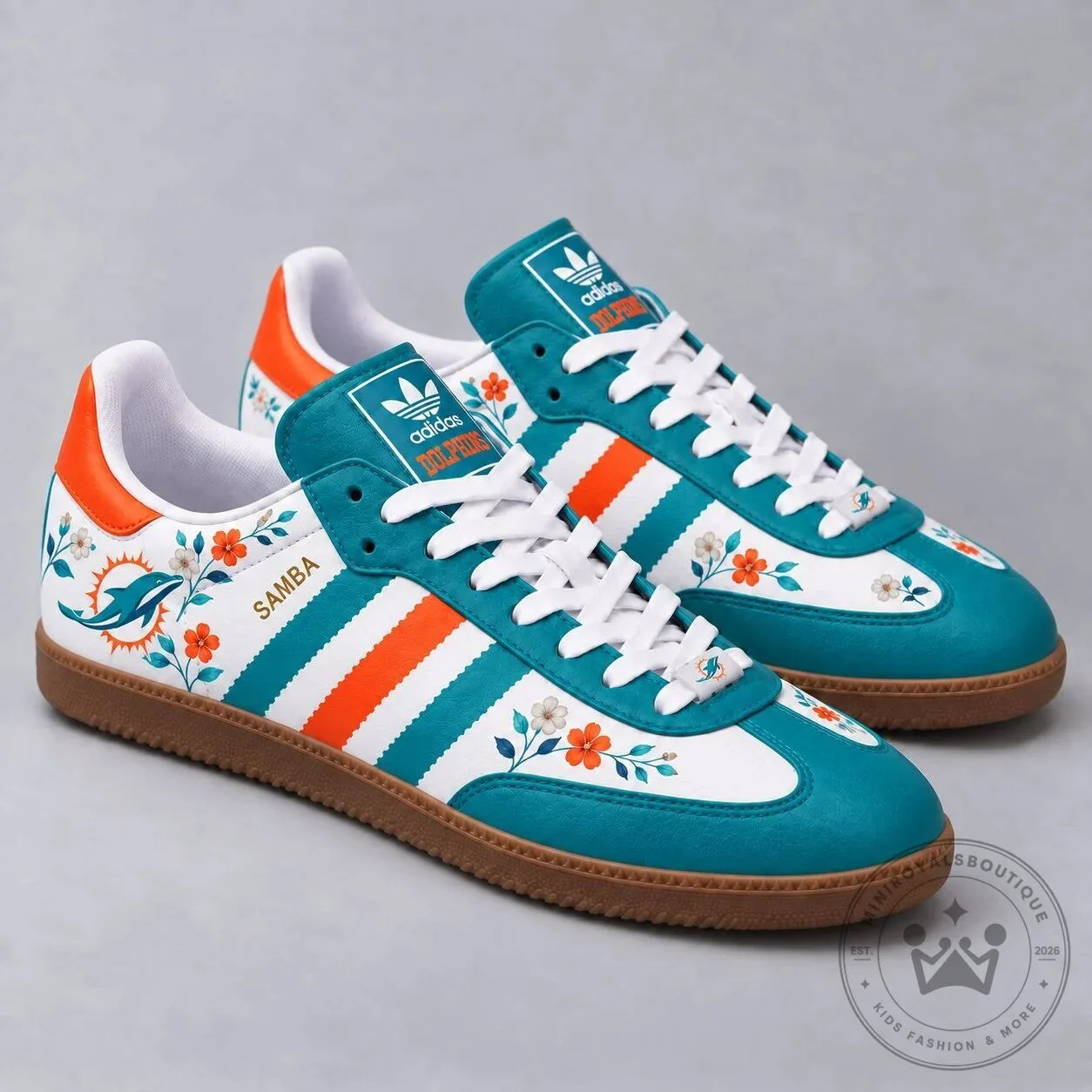 Miami Dolphins NFL Floral Game Day Samba Sneakers Shoes