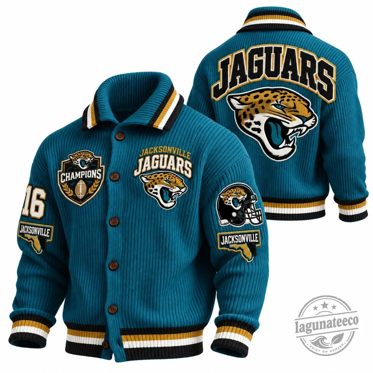 Jacksonville Jaguars Champions Teal Knit Button-Up Varsity Jacket