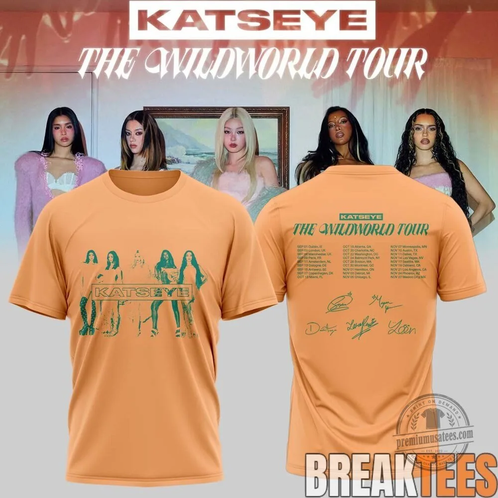 KATSEYE The Wildworld Tour Autographed Band Logo White T-Shirt 7 KATSEYE The Wildworld Tour Autographed Band Logo White T-Shirt