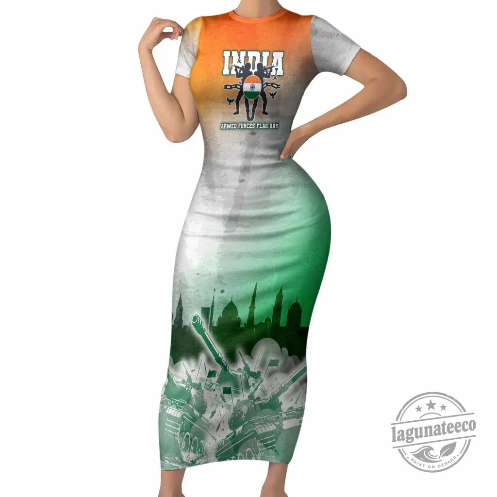 India Armed Forces Flag Day Military Indian Flag Silhouette Bodycon Dress