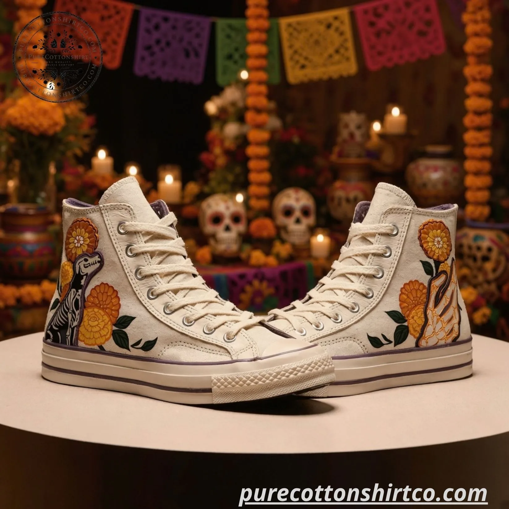 Converse Chuck 70 High Inspired Día de Muertos 2026 (3) Converse Chuck 70 High “Día de Muertos 2026” – Xico Print 3d Shoes — image 4