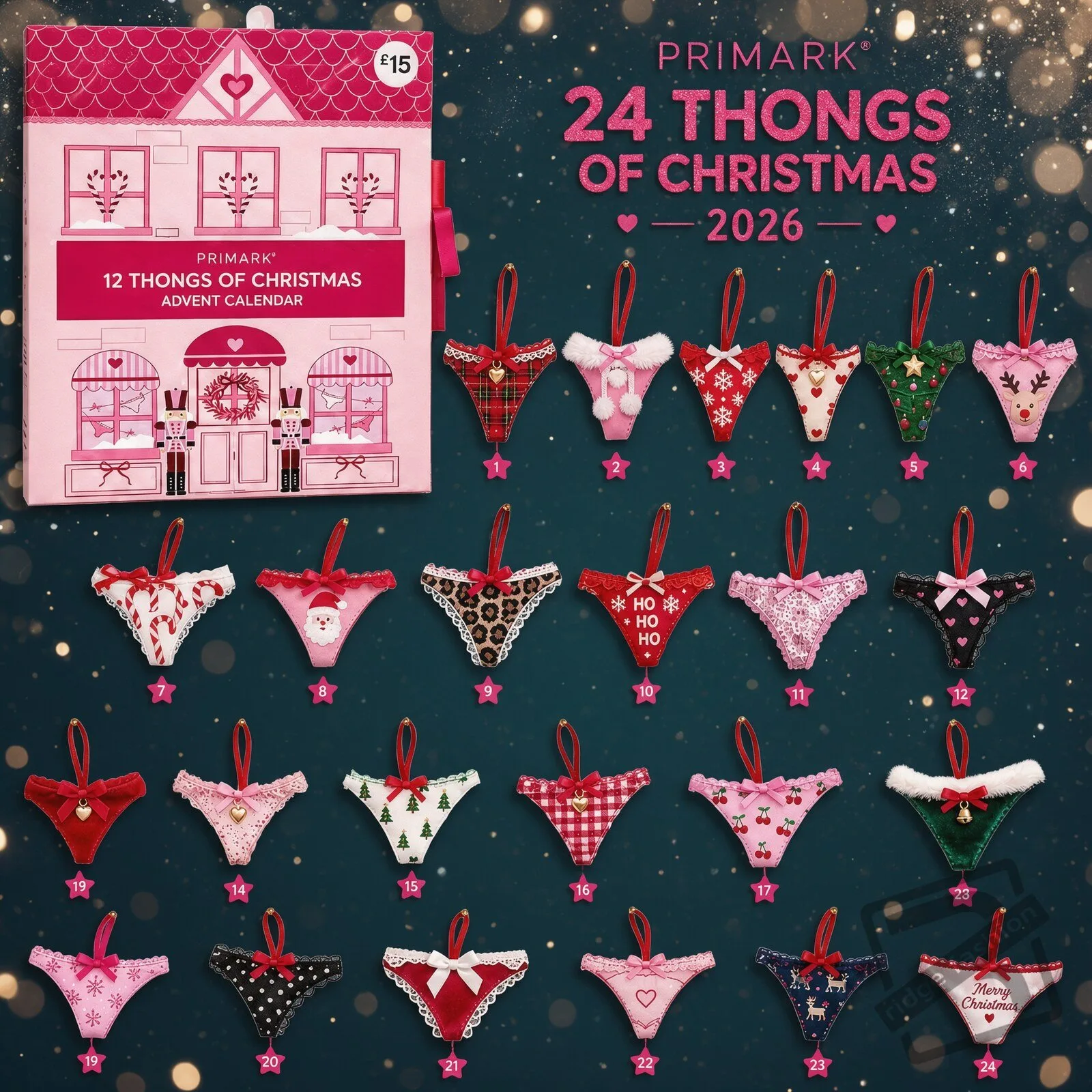 Primark 24 Day Thongs of Christmas 2026 Advent Calendar 24-Piece Set