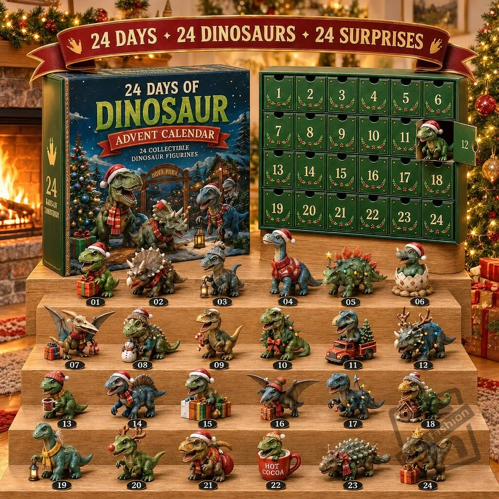 24 Days of Dinosaur Christmas Advent Calendar – 24 Collectible Dino Figurines & Holiday Surprises