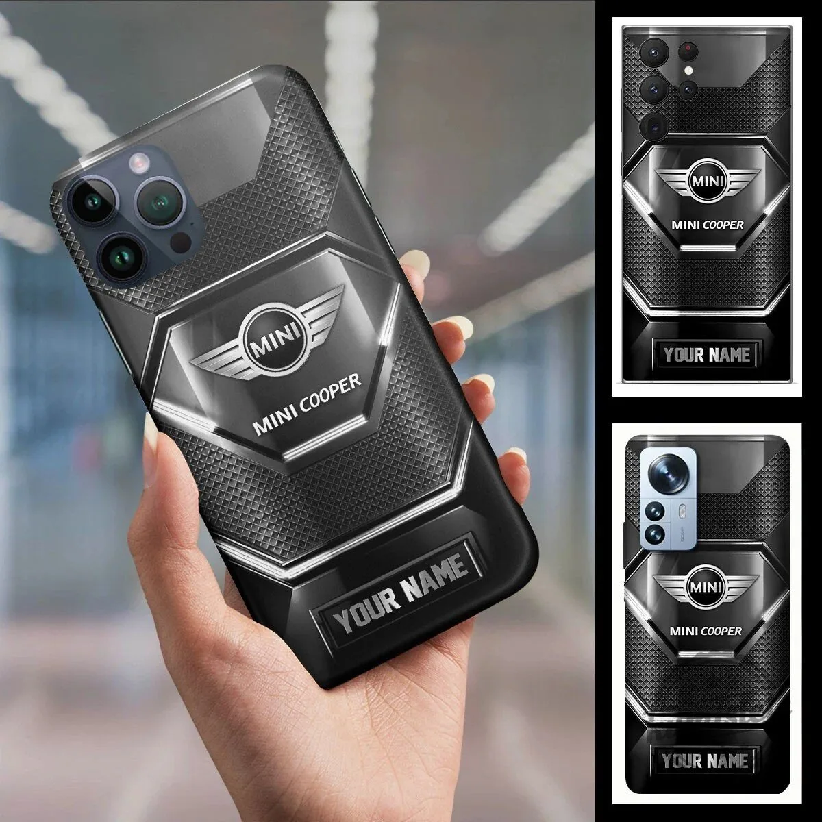 Mini Cooper Custom Name Car Logo Black Design Phone Case for All Phone Models