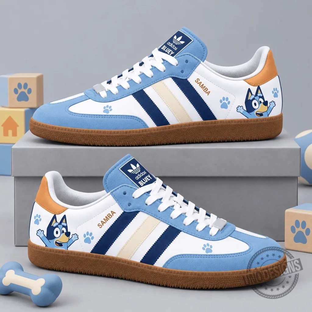 Bluey Character And Paw Print Pattern Adidas Samba OG Graphic Shoes Bluey Character And Paw Print Pattern Adidas Samba OG Graphic Shoes