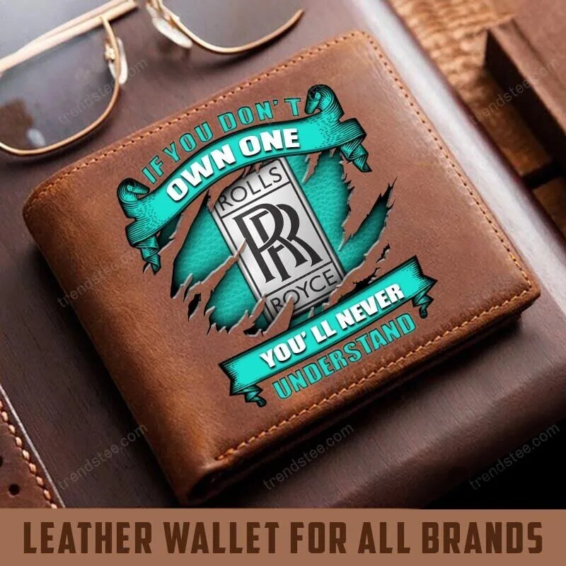Rolls Royce Luxury Car Owner Quote Brown Leather Wallet