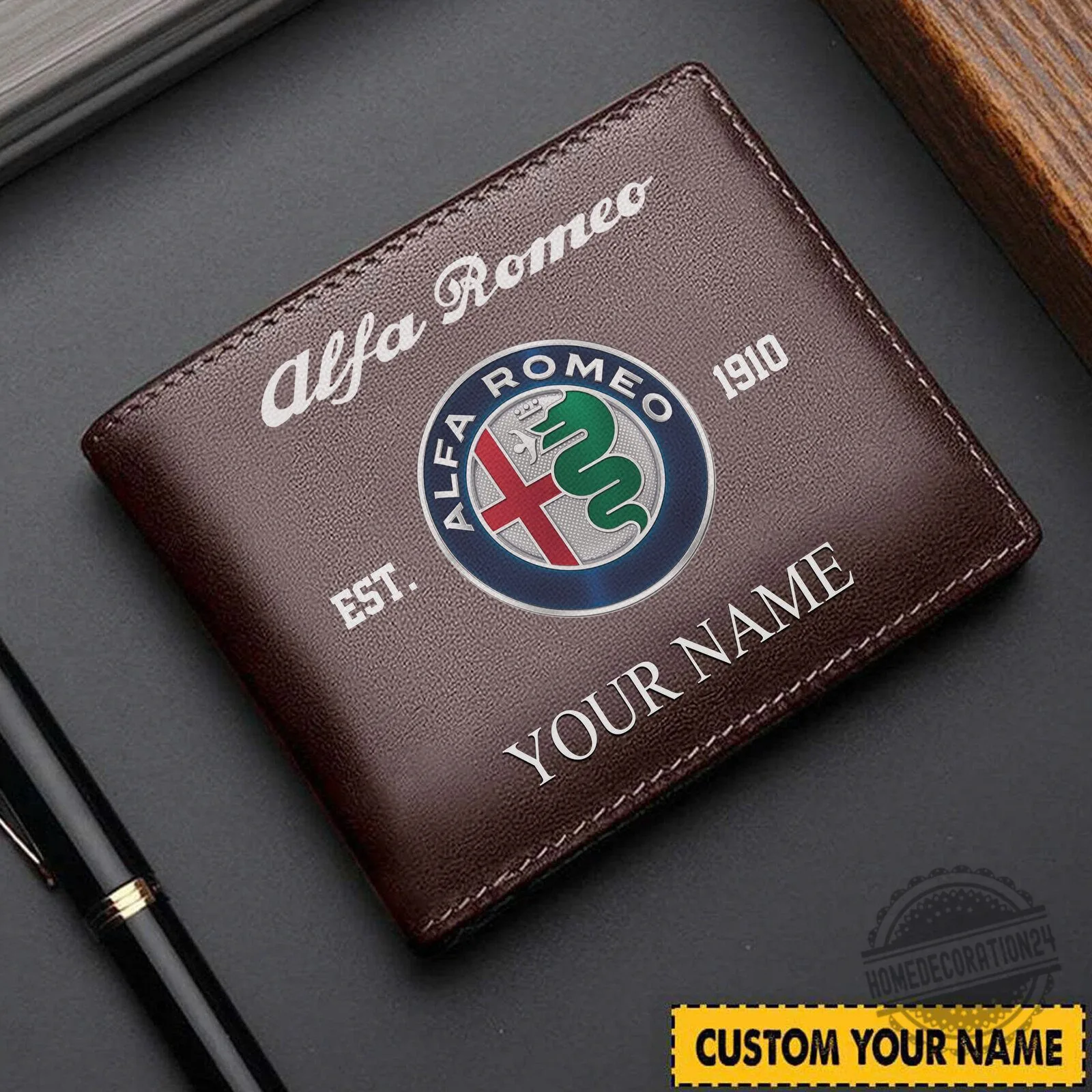 Alfa Romeo Est. 1910 Personalized Black Leather Wallet for Men 6 Alfa Romeo Est. 1910 Personalized Black Leather Wallet for Men