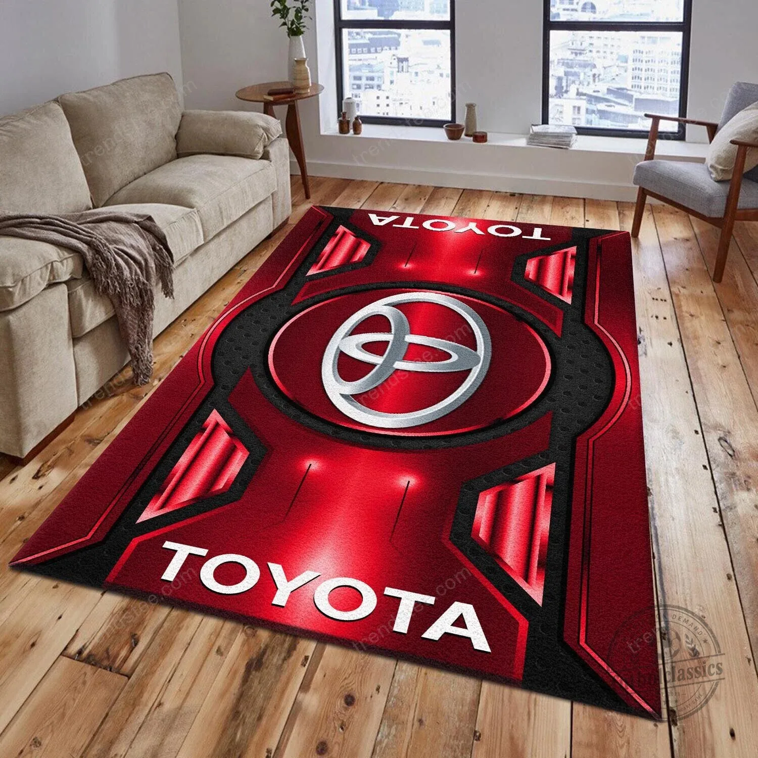 Toyota Red and Black Logo Car Brand Area Rug Floor Mat