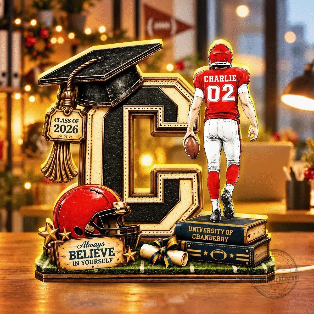 Personalized Football Player Graduation Class of 2026 Light Box