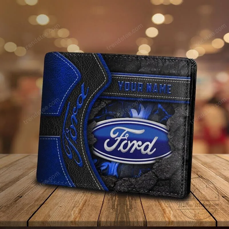 Ford Blue Oval Logo Personalized Custom Name Casual Leather Wallet