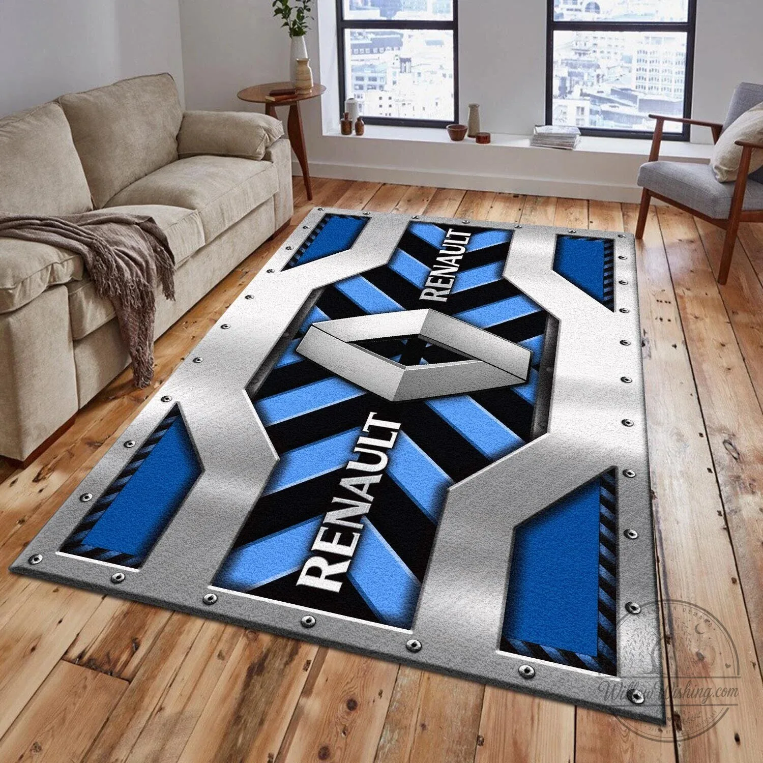 Renault Car Logo Racing Style Area Rug