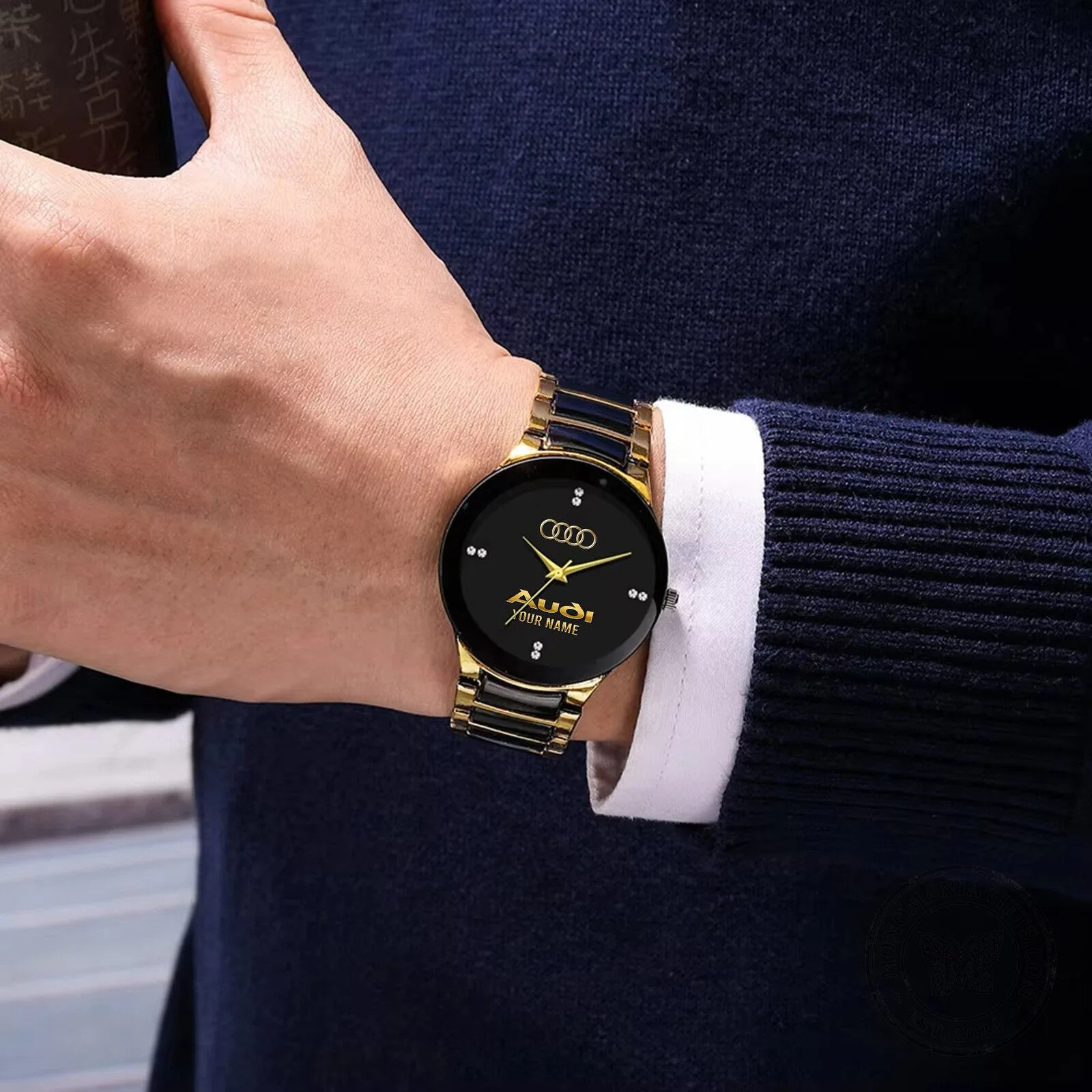 Audi Custom Name Gold and Black Men's Quartz Watch 5 Audi Custom Name Gold and Black Men