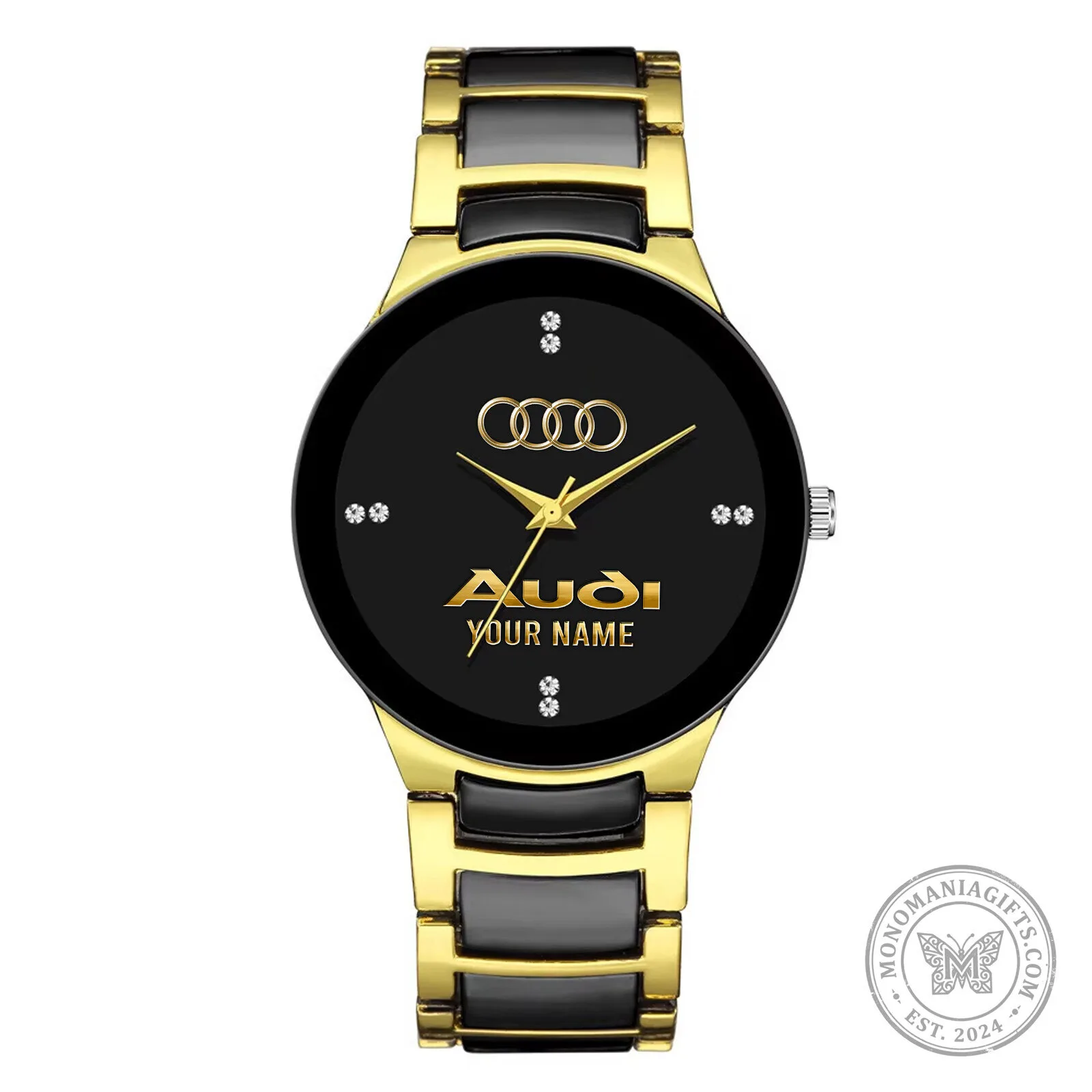 Audi Custom Name Gold and Black Men's Quartz Watch 6 Audi Custom Name Gold and Black Men