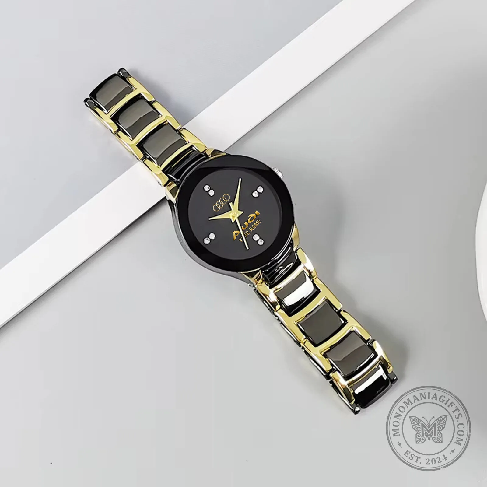 Audi Custom Name Gold and Black Men's Quartz Watch 7 Audi Custom Name Gold and Black Men