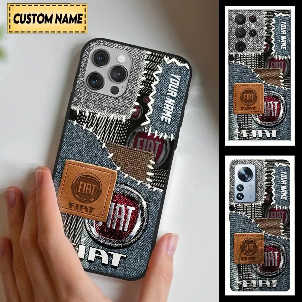 Fiat Car Logo Patchwork Style Custom Name Phone Case