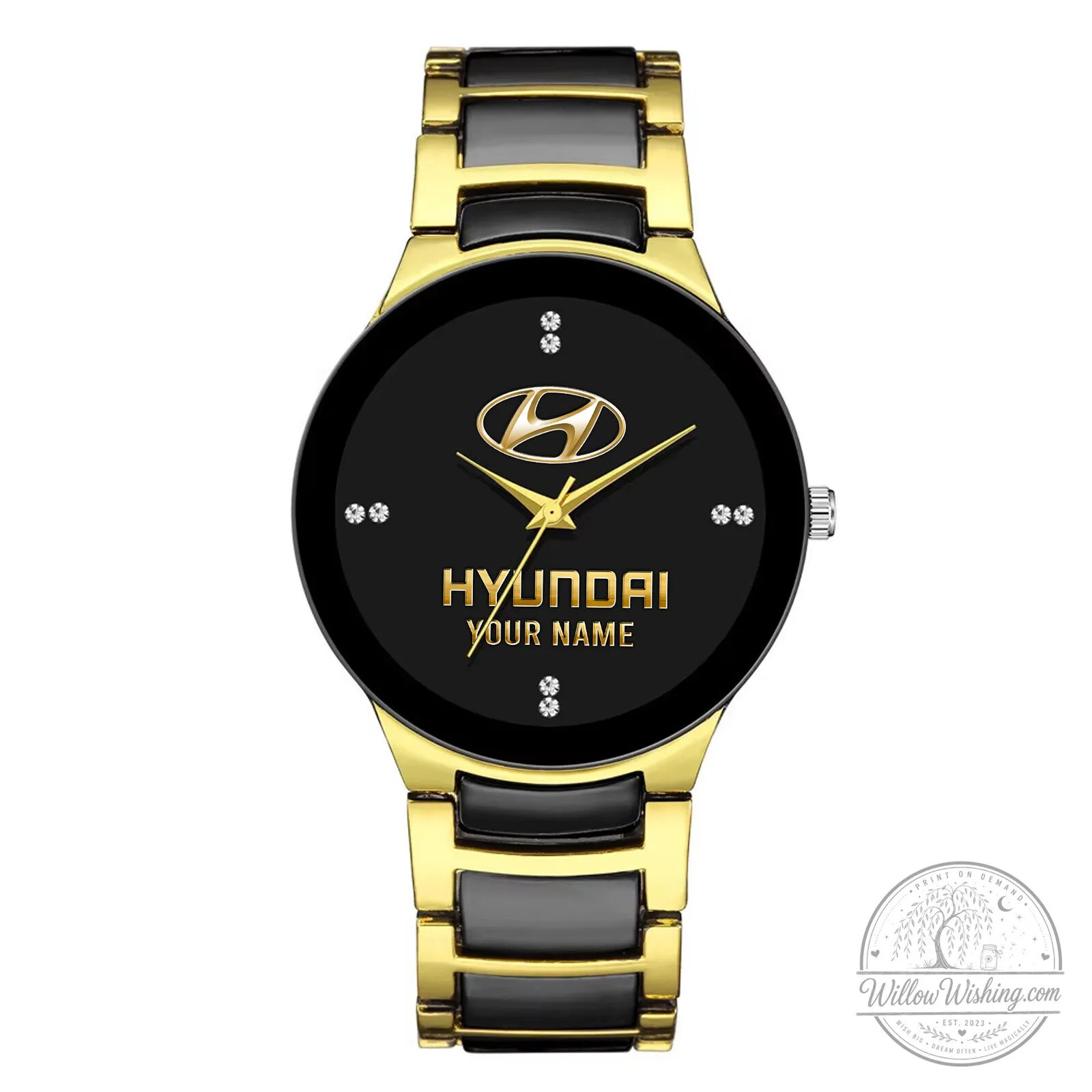 Hyundai Custom Name Gold and Black Quartz Watch for Men 10 Hyundai Custom Name Gold and Black Quartz Watch for Men