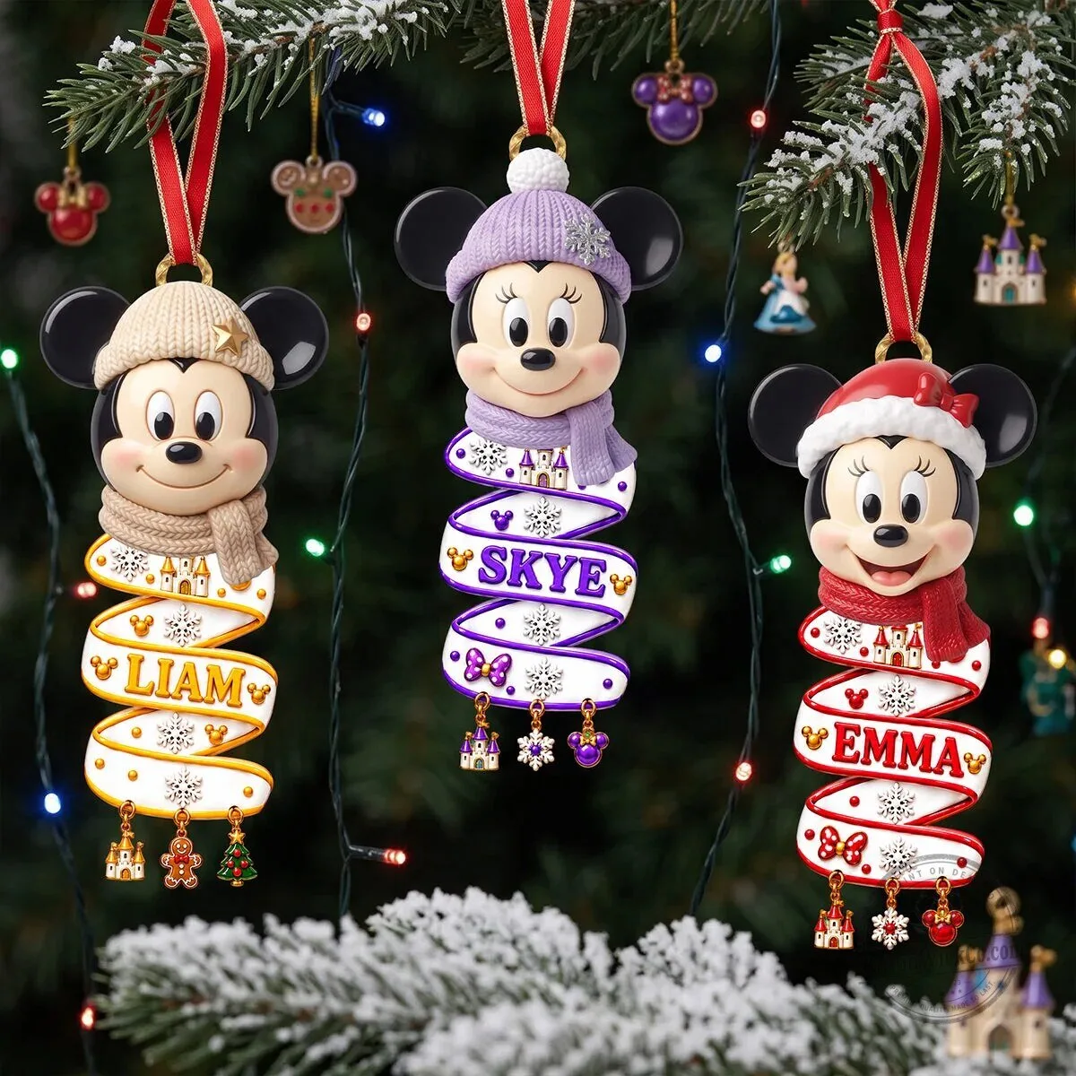 Personalized Mickey Mouse Christmas Tree Ornament, Custom Disney Character Gift