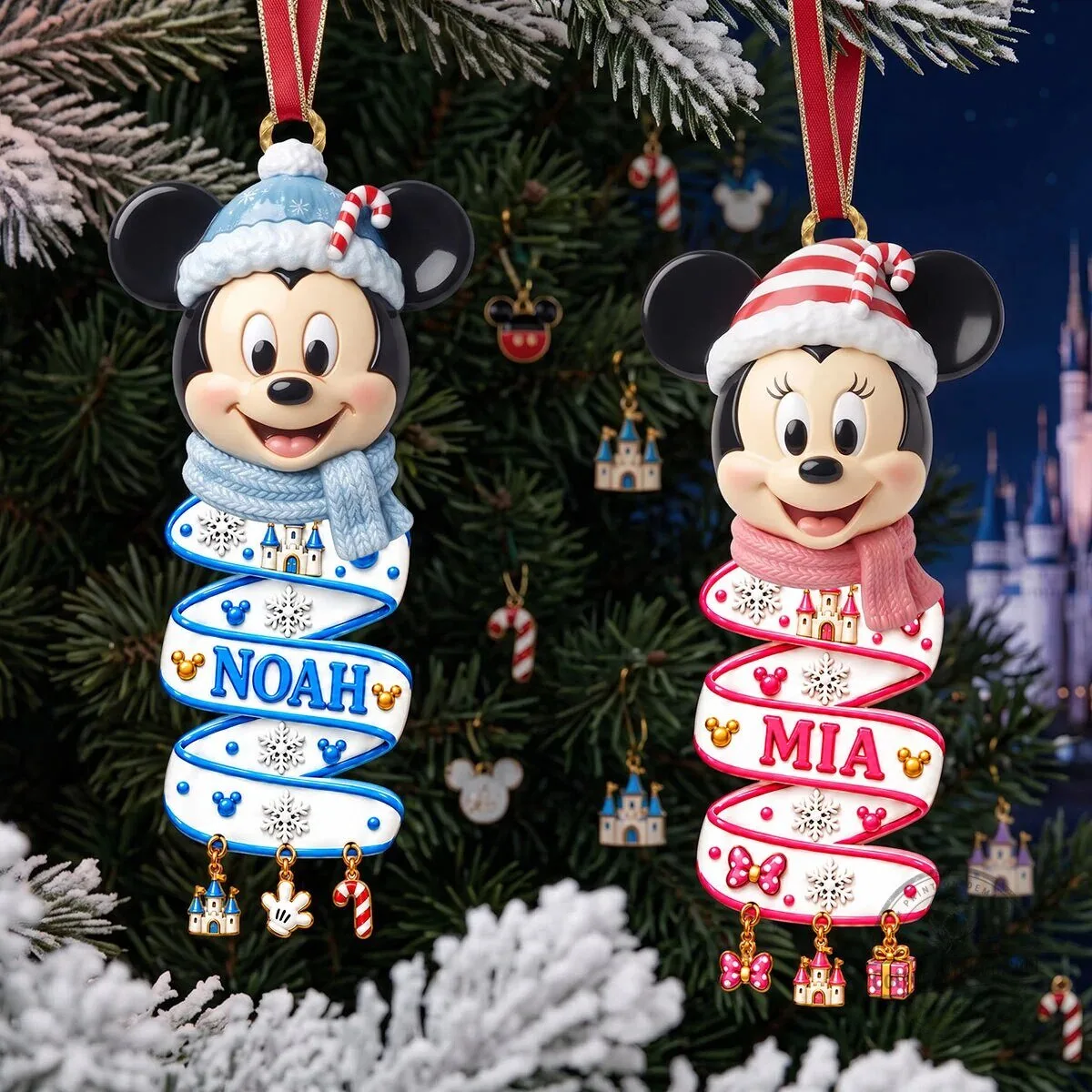 Personalized Mickey Mouse Christmas Tree Ornament, Custom Disney Character Gift 4 Personalized Mickey Mouse Christmas Tree Ornament, Custom Disney Character Gift