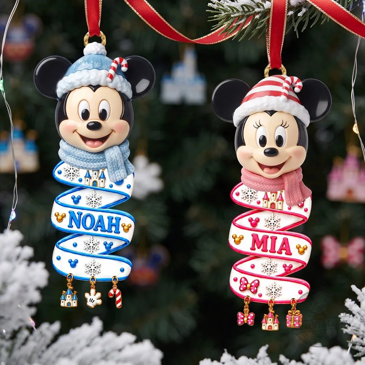 Personalized Mickey Mouse Christmas Tree Ornament, Custom Disney Character Gift 5 Personalized Mickey Mouse Christmas Tree Ornament, Custom Disney Character Gift