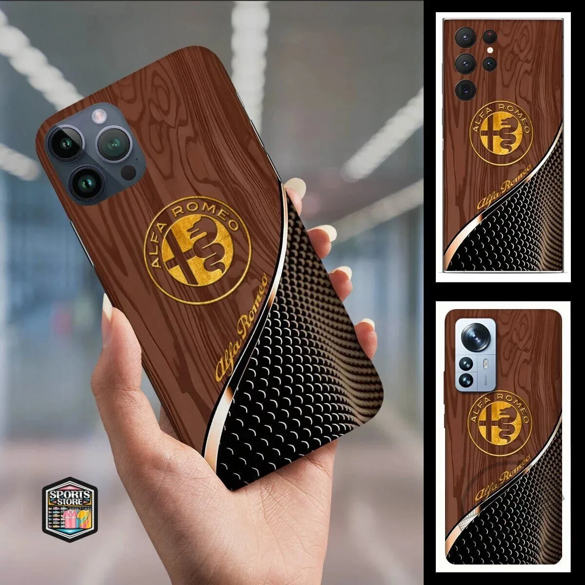Alfa Romeo Car Logo Wood Grain Phone Case 1 Alfa Romeo Car Logo Wood Grain Phone Case