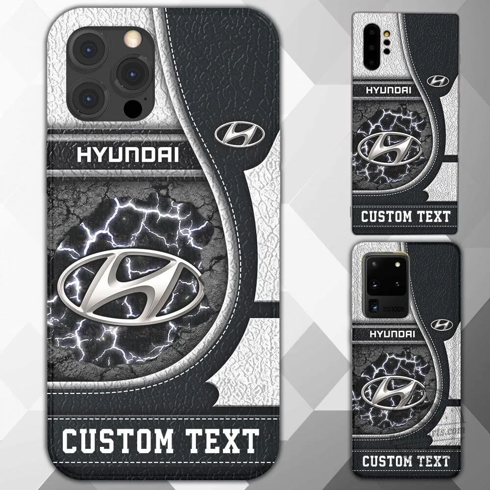 Hyundai Lightning Bolt Logo Custom Text Name Phone Case for iPhone Samsung Google