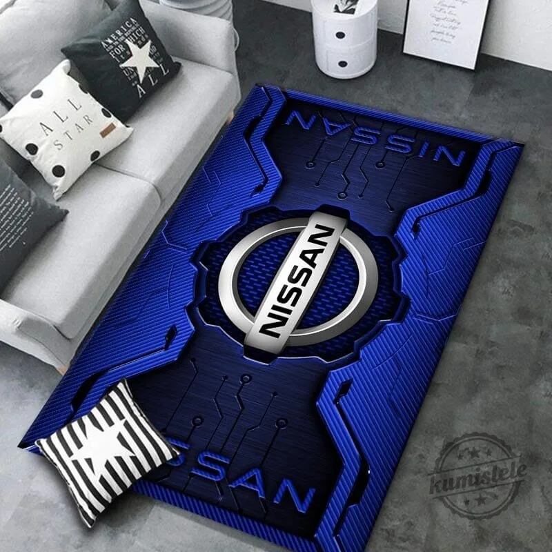 Nissan Car Logo Blue Metallic Pattern Floor Mat