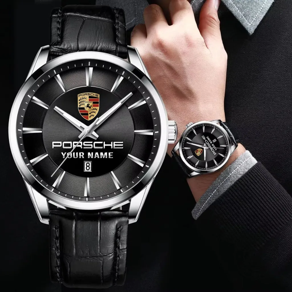 Porsche Custom Name Casual Design Men Leather Strap Quartz Watch Porsche Custom Name Casual Design Men Leather Strap Quartz Watch
