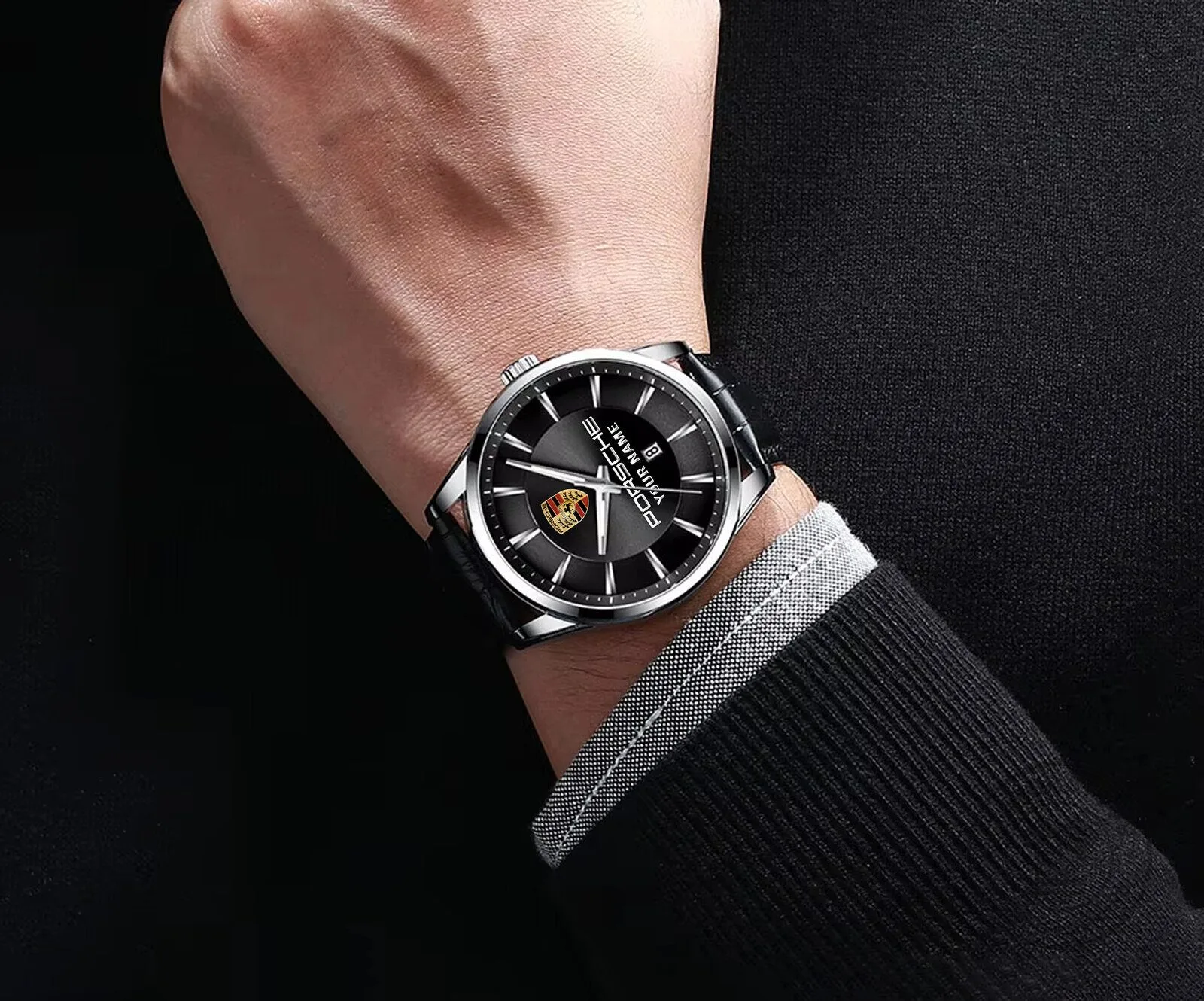 Porsche Custom Name Casual Design Men Leather Strap Quartz Watch 8 Porsche Custom Name Casual Design Men Leather Strap Quartz Watch