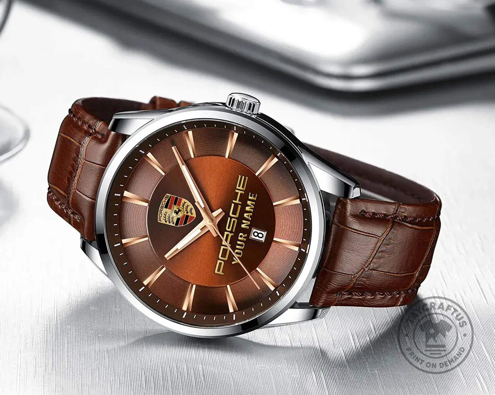 Porsche Custom Name Casual Design Men Leather Strap Quartz Watch 10 Porsche Custom Name Casual Design Men Leather Strap Quartz Watch